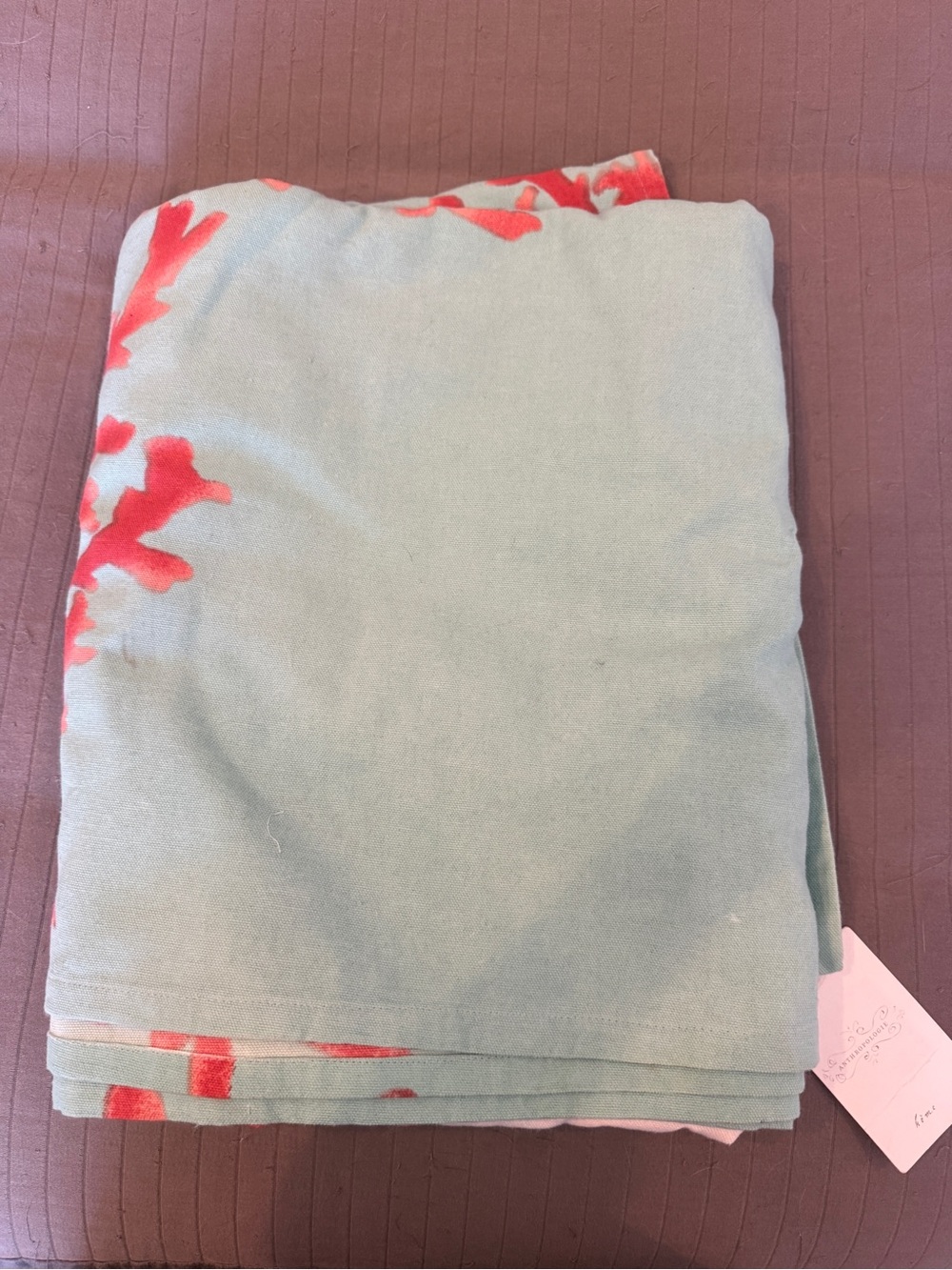Coastal Rope & Coral Table Cloth - Blue, Red, Mint - Picture 3 of 3